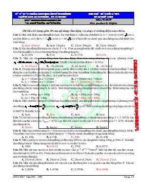 Thi thử học kì I lần 1 năm 2015 - 2016 môn Vật lý thời gian làm bài 60 phút